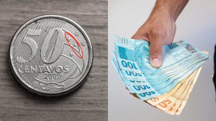 Moeda comum pode valer pequena fortuna: erro de fabricação transforma peça de 50 centavos em item de até R$ 500 - Imagem: Reprodução - Edição: Tribuna Financeira