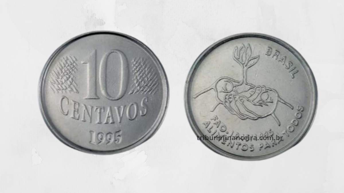 Moeda de 10 centavos com valores acima de R$ 300 reais