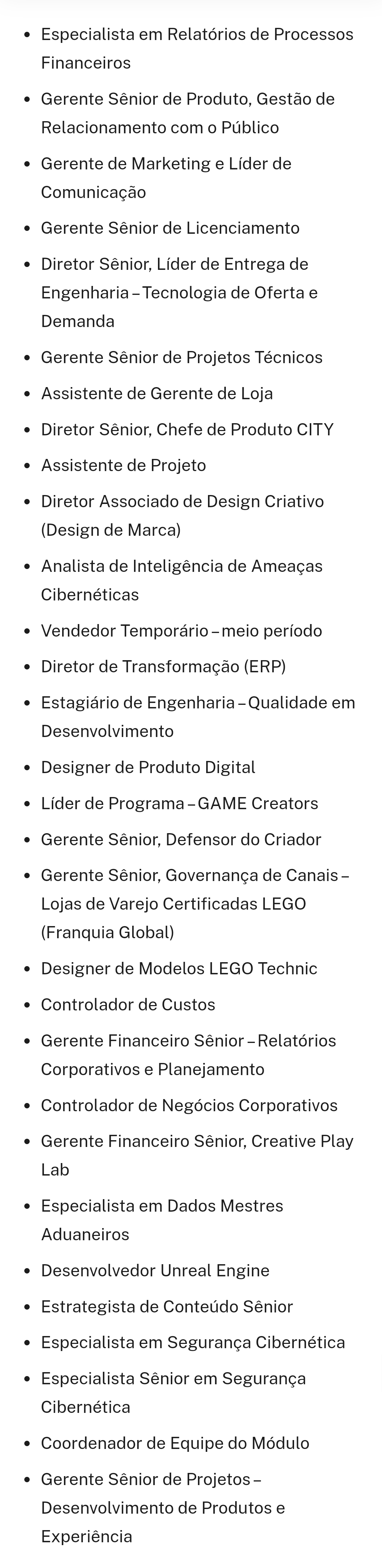 VAGAS de Emprego na Lego